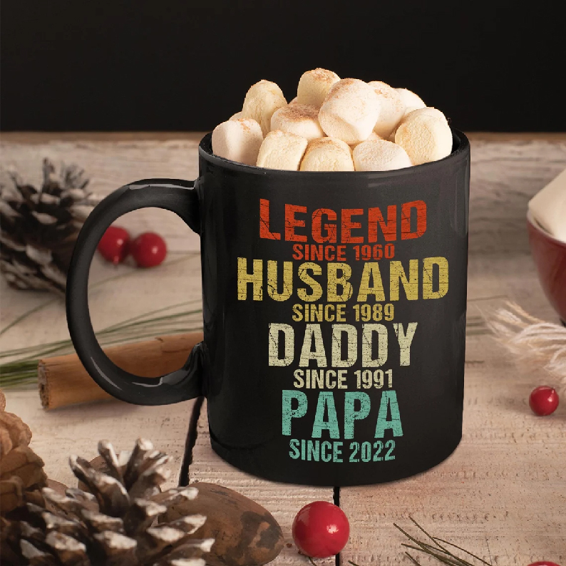 Personalized Legend Husband Daddy Papa Mug Grandfather Custom Dates Dad Life Happy Fathers Day Gift